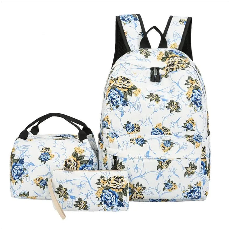 Japanese Style Backpack With Floral Shoulders - bags