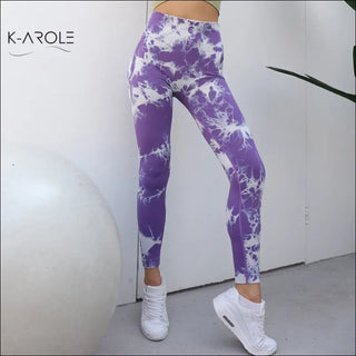 Purple Tie-Dye Seamless Yoga Tights: Stylish and Comfortable Activewear from K-AROLE