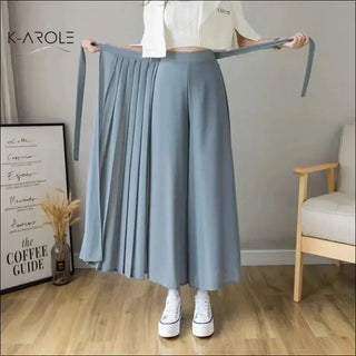 k-AROLE Trousy Ruffle PantSkirt-Casual Ruffle Drawstring Trouser Elegant High Waist Pant K-AROLE