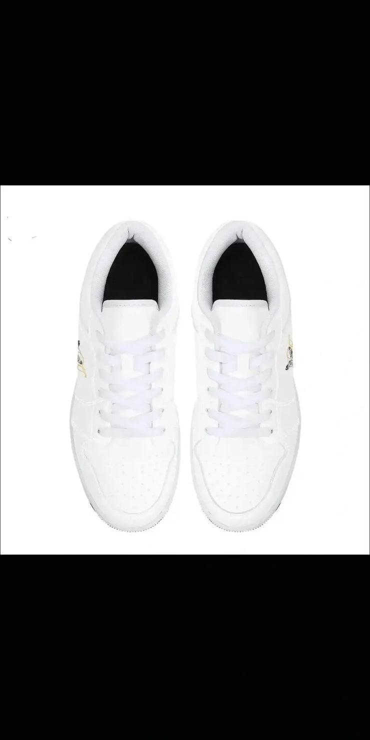 Low-Top Synthetic Leather Sneakers - Whitewhite