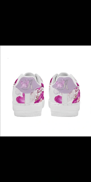 Low Top Unisex Sneaker White flowers K-AROLE