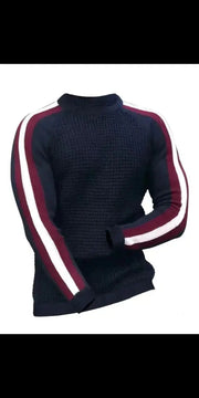 Men’s Contrast Slim Bottom Sports Casual Sweater - clothes