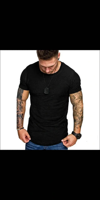 Casual men's black t-shirt with tattoos, stylish street wear from K-AROLE.