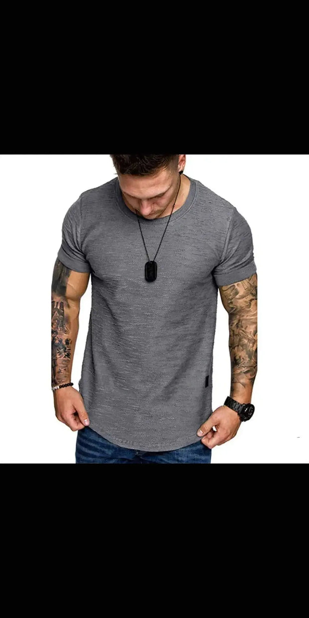 Men’s Loose Round Neck Short Sleeve T-Shirt - Grey / 3xl -