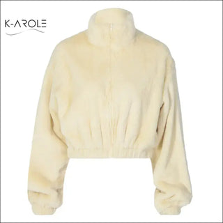 Plush Zipper Sweater Loose Western Style Long Sleeve Top Women's Clothing K-AROLE