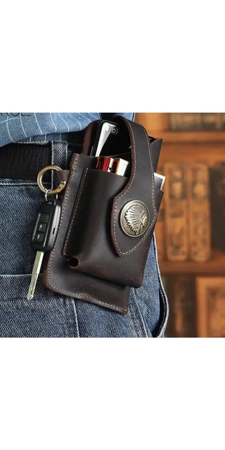 PortablePouch -Vintage Leather Belt Waist Bag K-AROLE