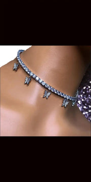 Shimmery Butterfly Choker Necklace