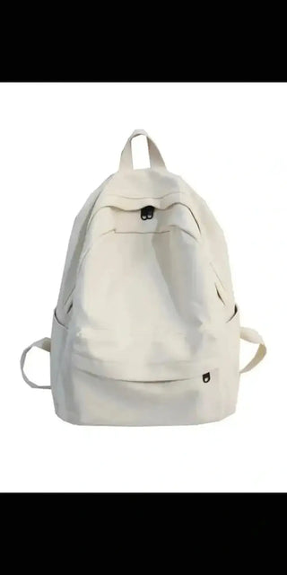 Simple Solid Color Casual Student Backpack - White - bags