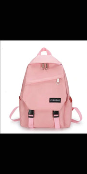 Student School Bag Canvas Travel Korean Backpack - Pink -