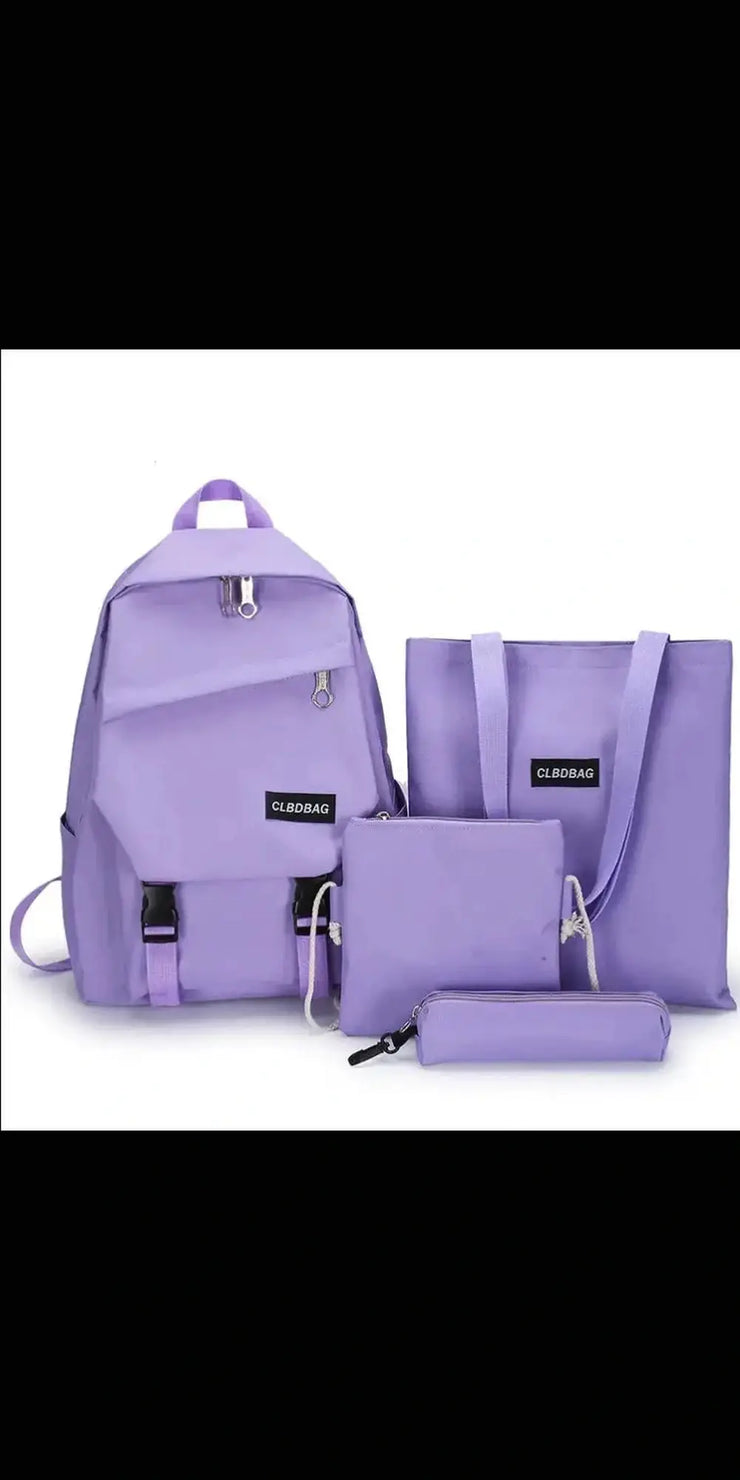 Student School Bag Canvas Travel Korean Backpack - Purple