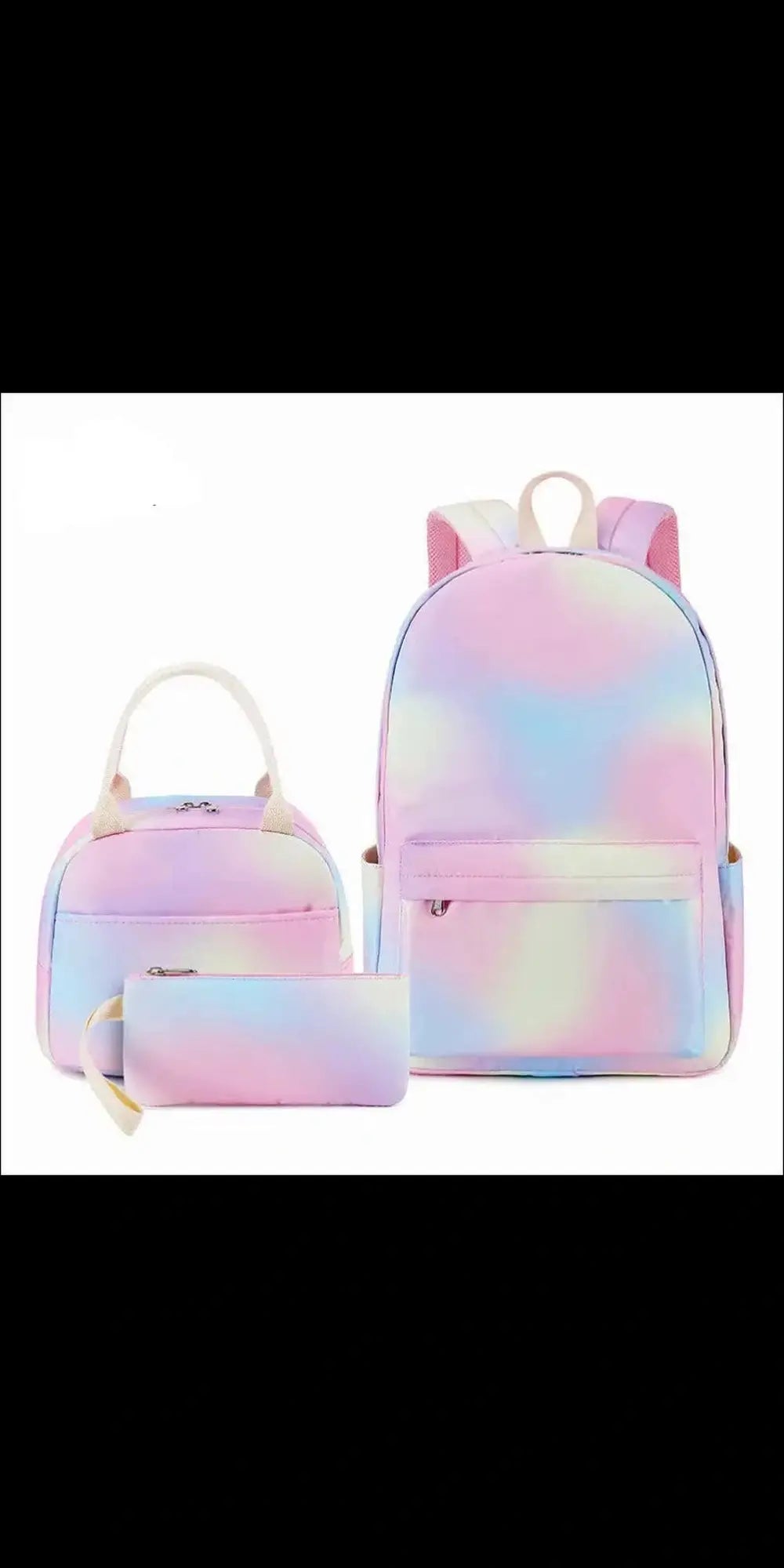 Three - piece backpack girl rainbow - Rainbow / 3pcs - bags