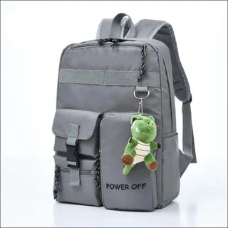 Unisex cool girl with canvas backpack - Grey - sac a dis