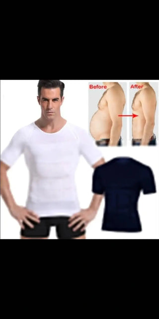 Slimming compression men's t-shirt by Adserea, featured on the K-AROLE fashion site for tailored athleisure outfits.