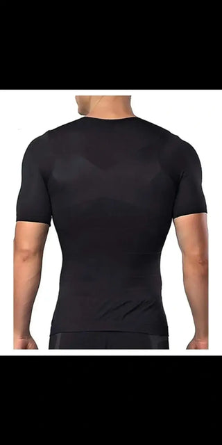 Sleek black compression men's athletic t-shirt with moisture-wicking fabric for active lifestyles from K-AROLE.