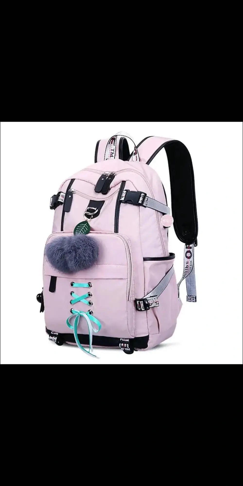 Women Backpack External USB Charge Computer Backpacks - Pink