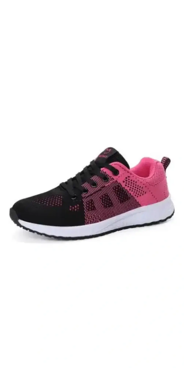 Women's Breathable Mesh Sports Shoes in Black/Pink/Rose Red