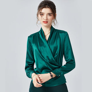 K-AROLE™️ Elegant Mulberry Silk Blouse With Puff Sleeves