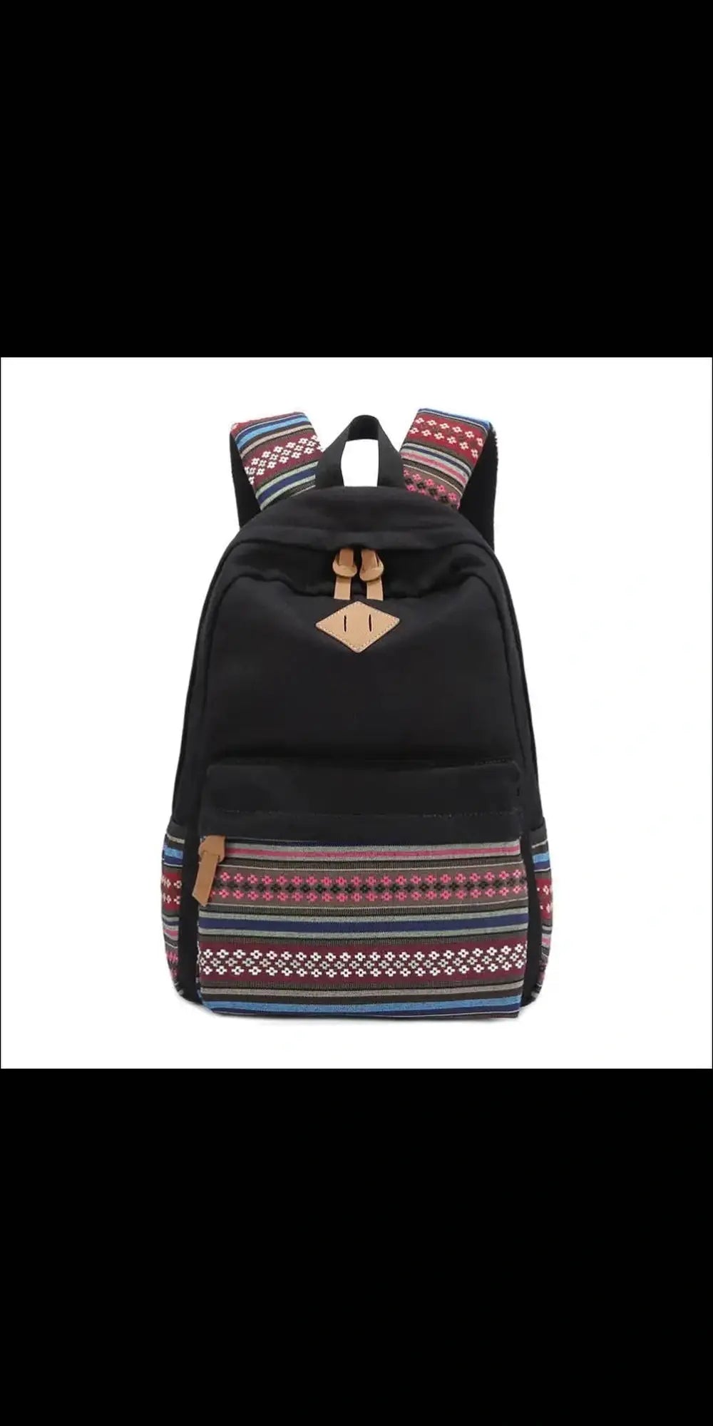 Women’s Ethnic Style Fabric Mountaineering Backpack - Black