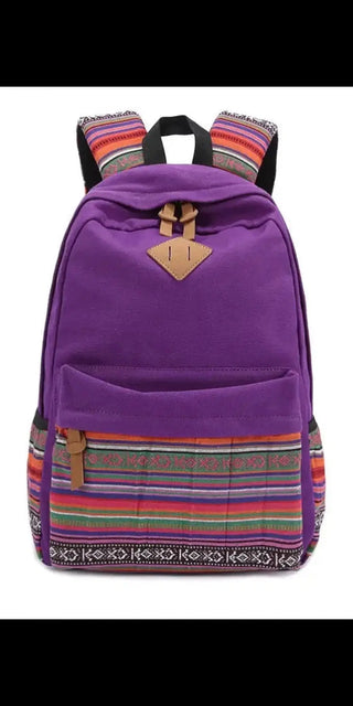 Women’s Ethnic Style Fabric Mountaineering Backpack - Purple